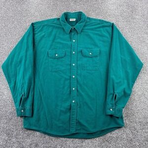 Vintage Five Brother Chamois Shirt Mens 2XL Tall Green Button Down Long Sleeve